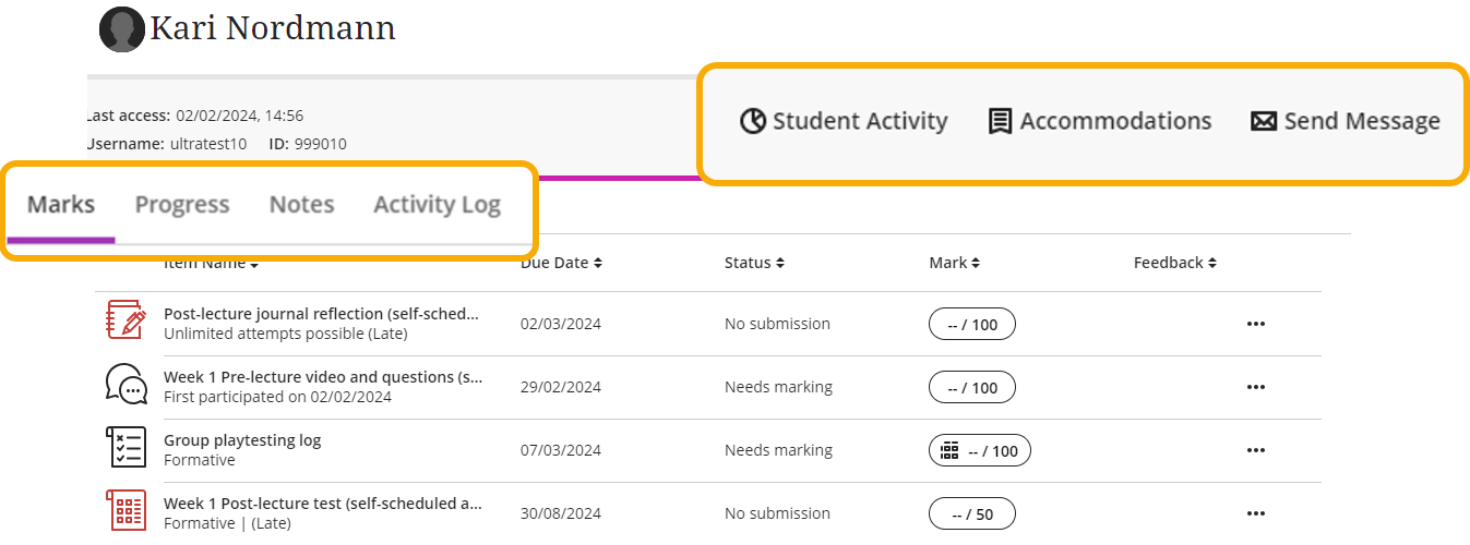 Student Dashboard overview