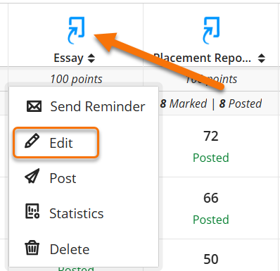 A screenshot showing the location of the column header icon