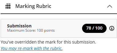 A submission score and rubric message as previous text explains.
