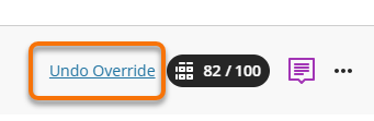 Highlighting the undo override button in a journal or discussion.