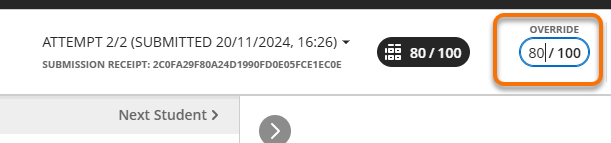 Showing entering marks into the final mark pill 