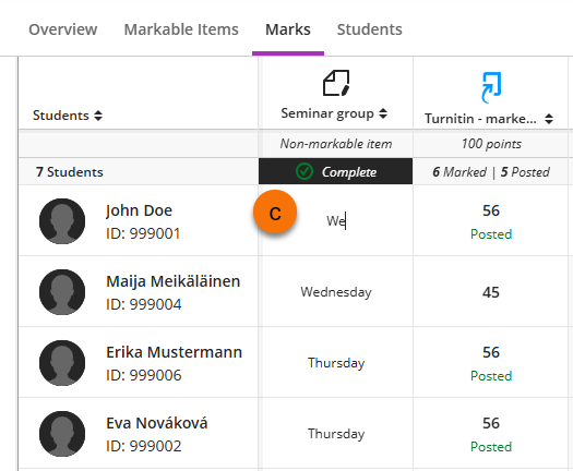 Screenshot adding text to Text item in the Marks tab. 