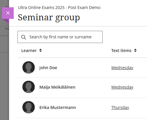 Screenshot of instructor view of text item opened via the Markable Items tab
