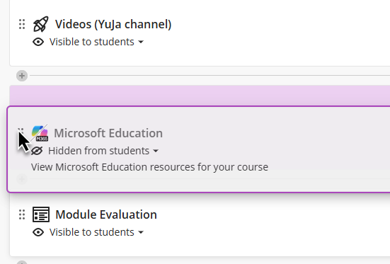 Moving the selected teams panel within the course.