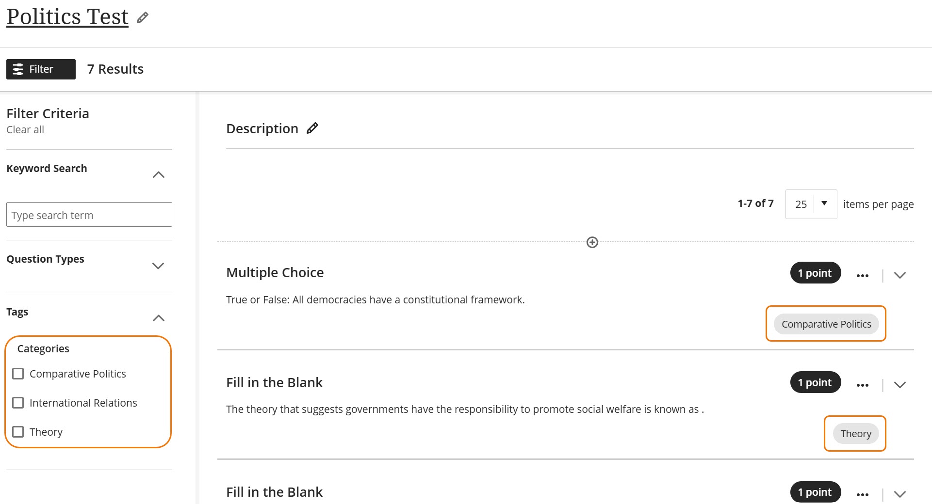 Screenshot showing a list of created meta tags.