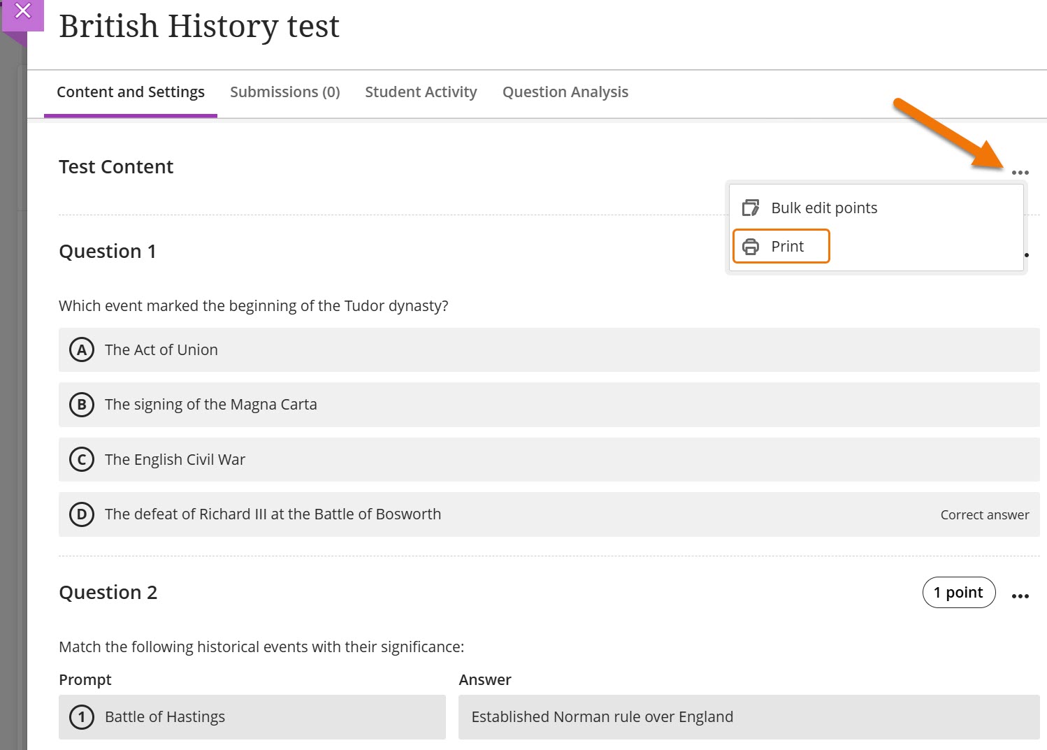 Screenshot showing the location of the Print option