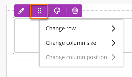 Menu to move the column and position of text box