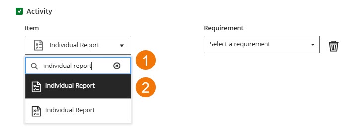 Screenshot of a created performance based release condition