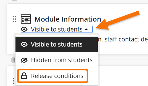 Screenshot showing the location of the content visibility settings