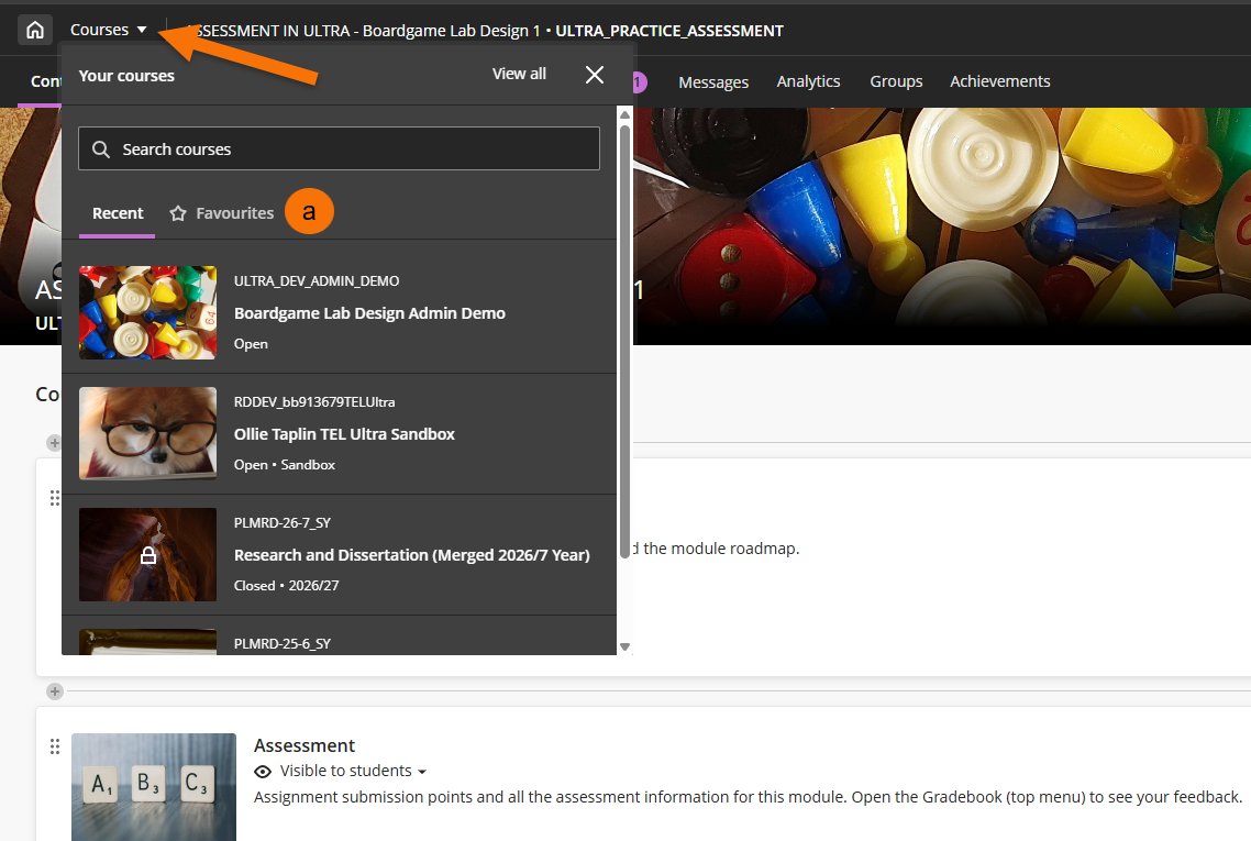Screenshot showing the location of the curse switcher tool in the navigation bar