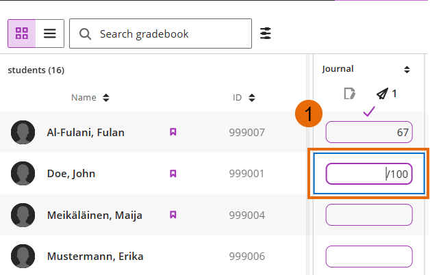 Screenshot of Grid view column edit mode.