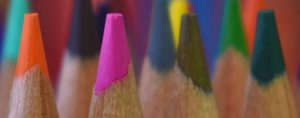 A close up of coloured pencils