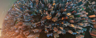 Aerial cityscape view of Hong Kong