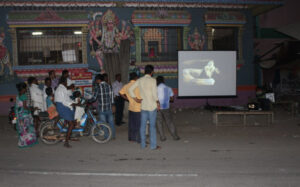 Showcasing snake-awareness to group in India