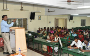 Sakthi delivering snakebite education at a school