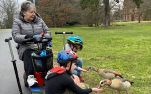 Sheila and Grandchildren feeding ducks