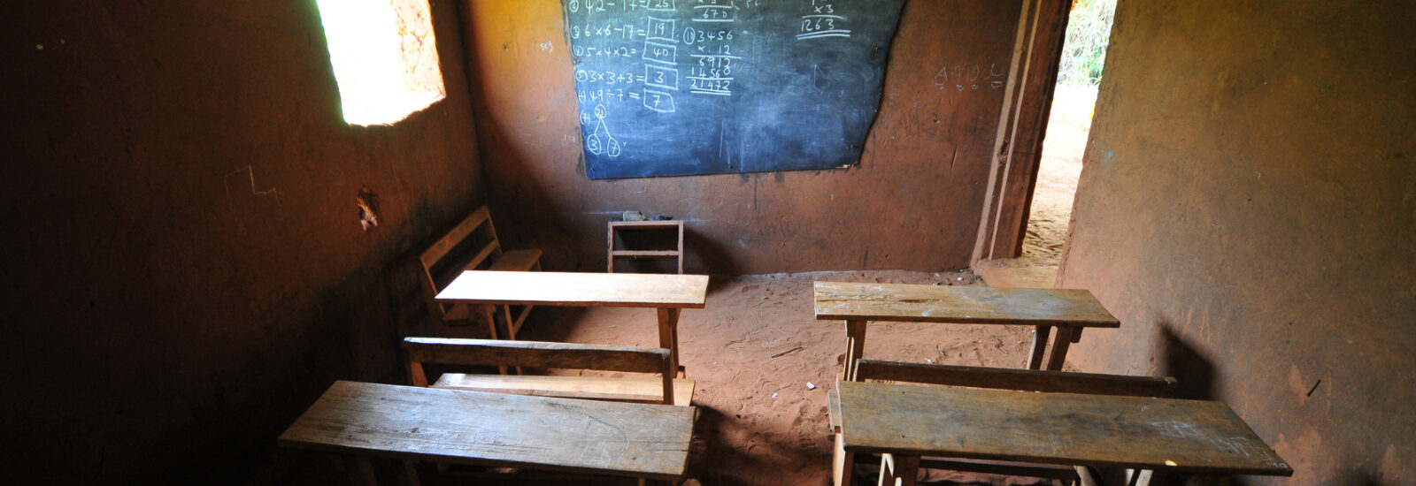An empty school classroom in Ghana