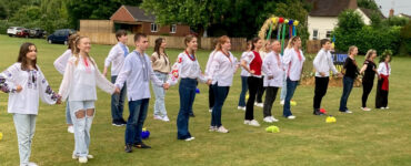 A group of Ukrainians putting on a dance display