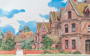 Postcard painting of Whiteknights House