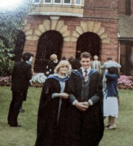 Judith Markham and her husband at graduation