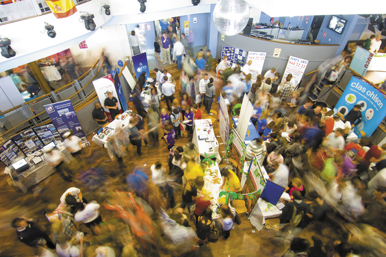 Aerial view of modern freshers fair