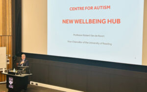 Professor Robert Van de Noort speaking at the launch of the Autism Wellbeing Hub