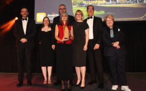 A group of University of Reading staff accepting their award