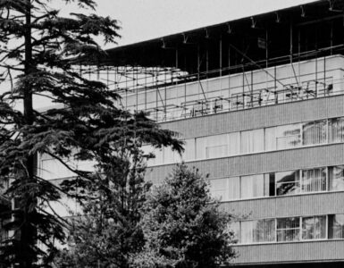 The library on Whiteknights Campus under construction