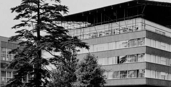 The library on Whiteknights Campus under construction