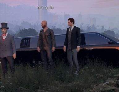 The cast of Grand Theft Hamlet in the virtual GTA world