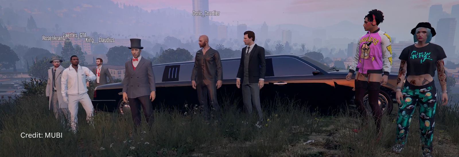 The cast of Grand Theft Hamlet in the virtual GTA world