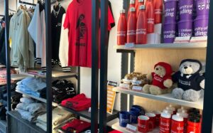 A range of merchandise for sale at the University of Reading Merch Store.