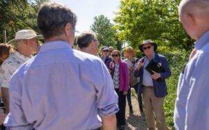 Michael leading an alumni campus tour