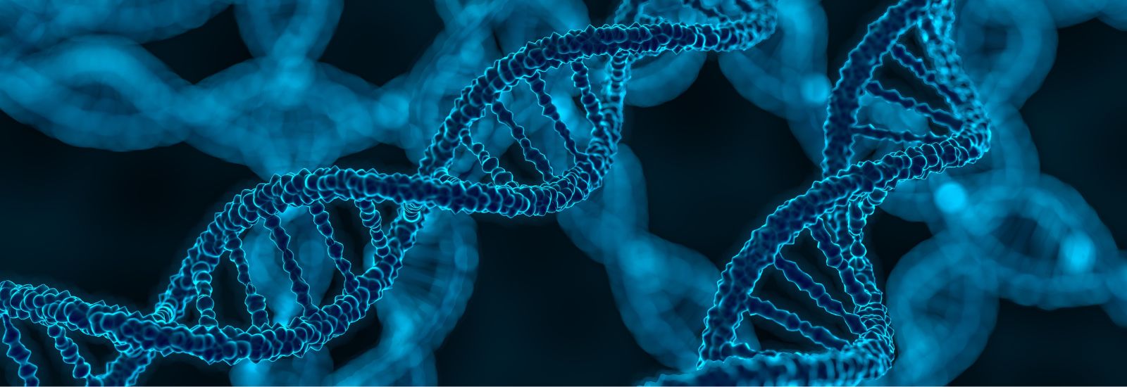 3D rendered illustration of DNA glowing molecule