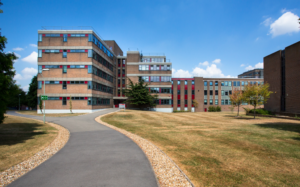 Side view of Edith Morley building