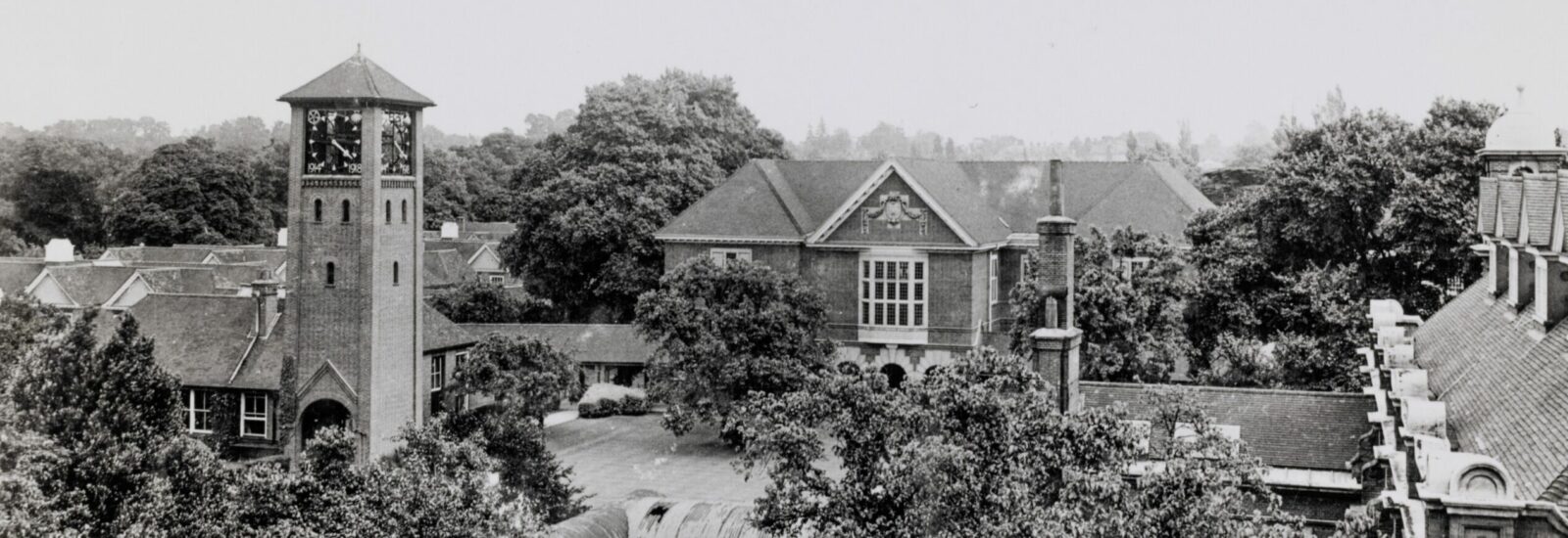 A view of London Road campus from the ‘Old Red Building’ showing the Memorial Tower and the Library