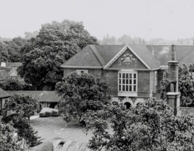 A view of London Road campus from the ‘Old Red Building’ showing the Memorial Tower and the Library