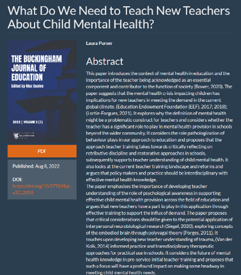 What Do We Need To Teach New Teachers About Child Mental Health?