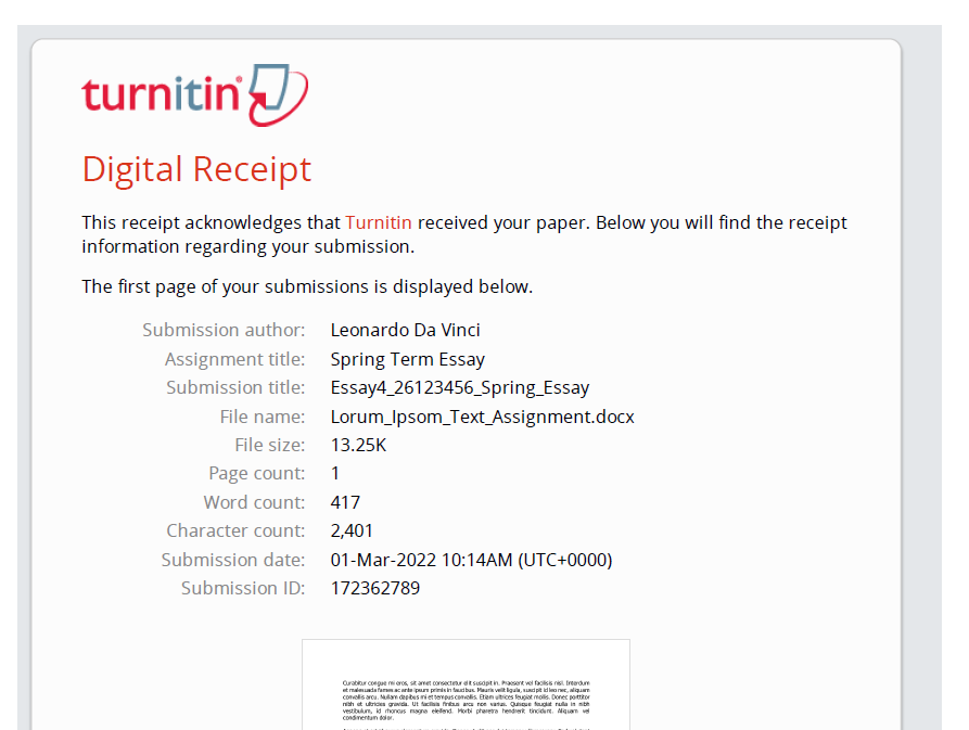 Showing an example of a digital receipt