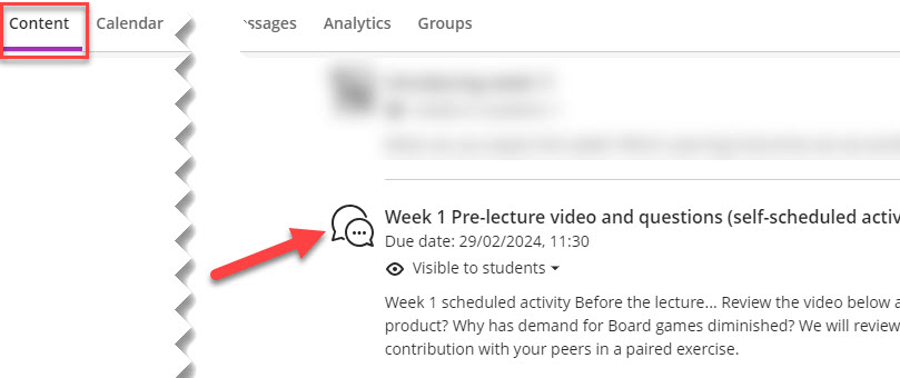 Access Discussions in your course content area alongside other course materials.