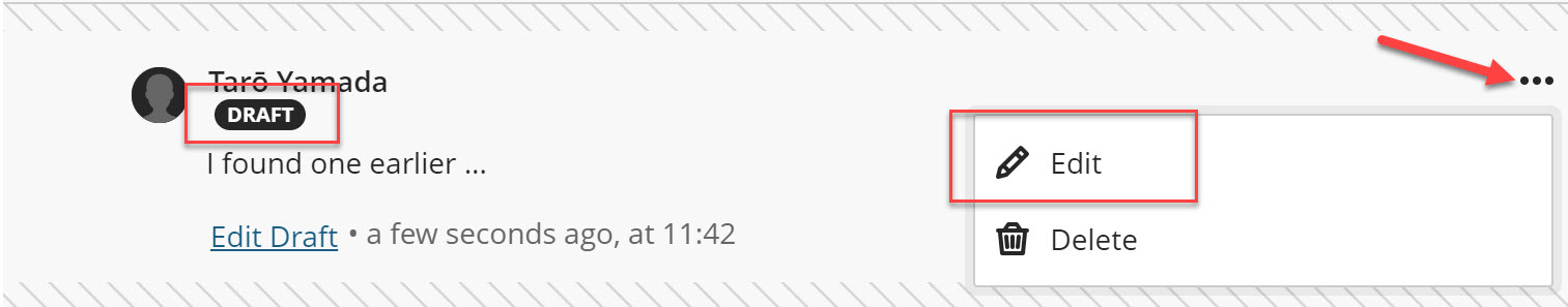 Edit or delete draft response.