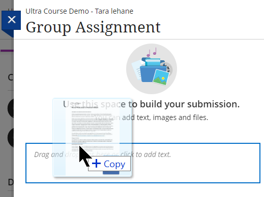 Demonstrating adding adding a file via drag and drop. 