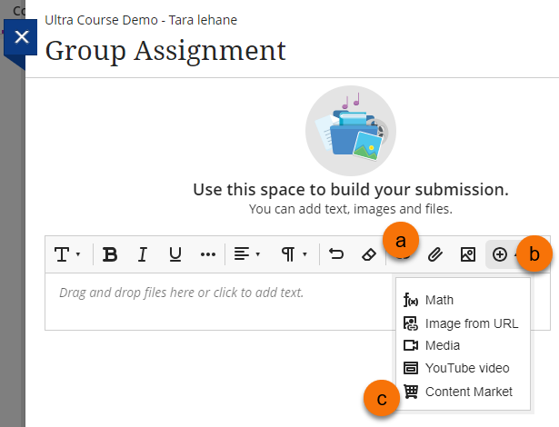 Showing the locations of a to c in the previous bullet list. 