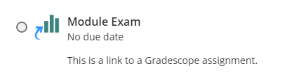 Gradescope Assignment link and icon in a Blackboard Module