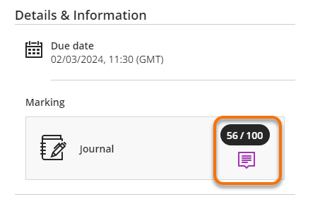 Journal Marks and feedback icon.