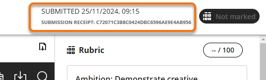 Showing the Submission data within the submission screen. This will correspond with your submission reciept.