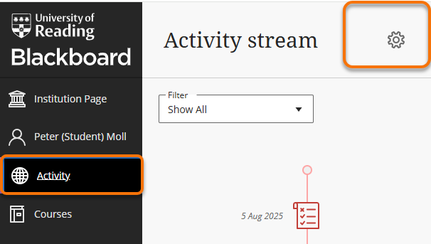 Activity Stream notifications cog