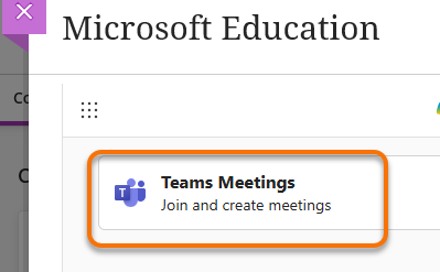 Showing the MS Teams Meetings access link.