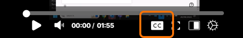 CC Button highlighted to turn on Closed Captions