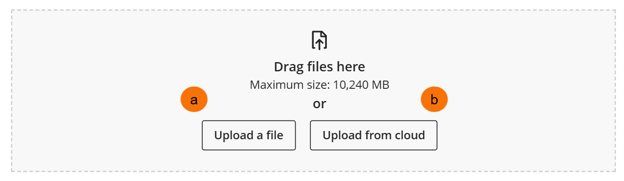 Screenshot showing the file upload section